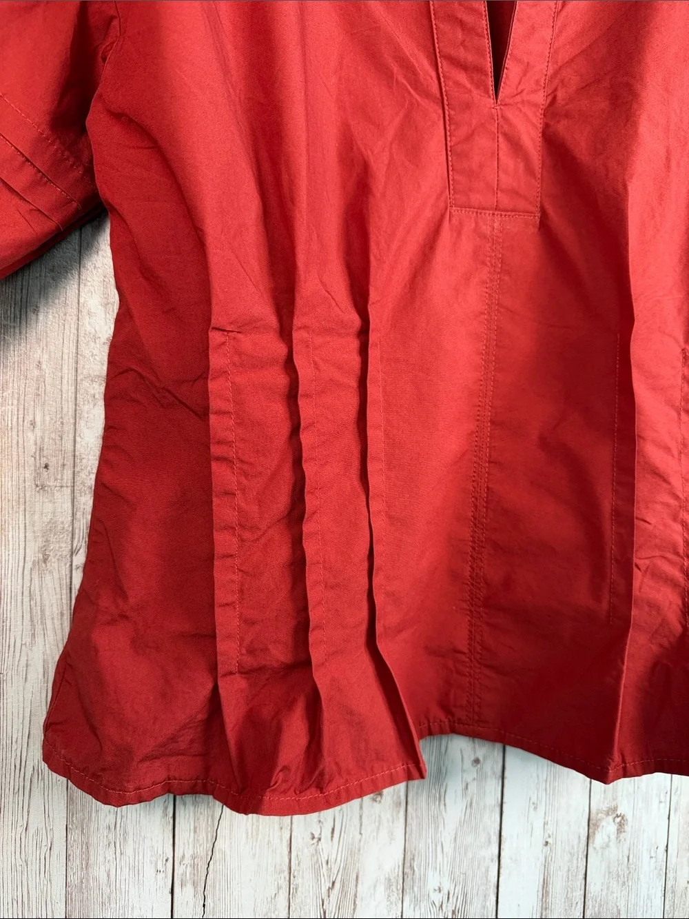 Banana Republic Puff Sleeve Pintuck Poplin Blouse sz Small Burnt Orange Red Fall